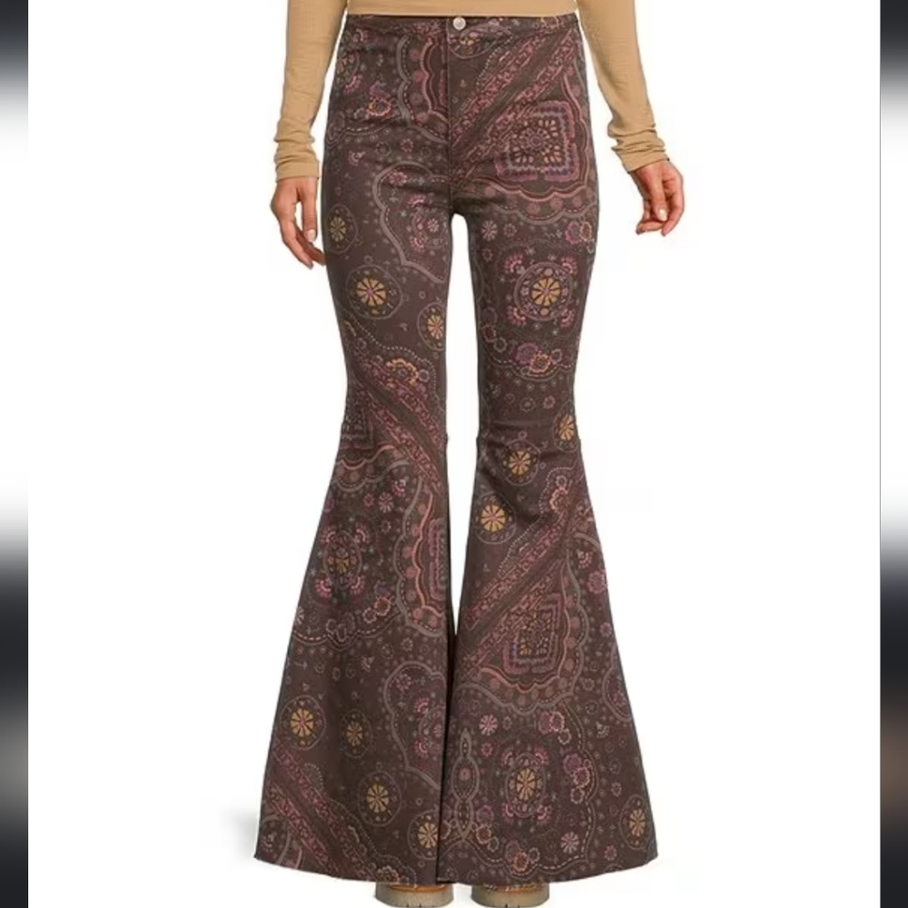 Just Float On Printed Flare Jeans - Picture 3 of 14
